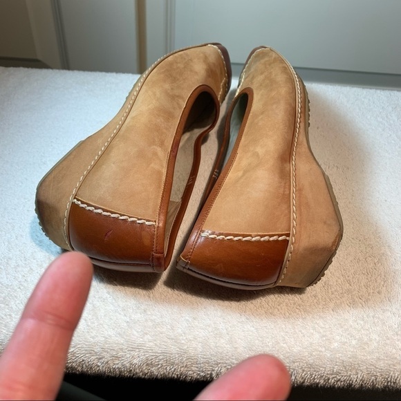 ROBERTO Capucci Made Italy Vintage 2 Tone Brown Suede Leather Wedge Shoes Sz 6.5 - Picture 6 of 14